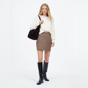 NWOT Madewell Wool-Blend Mini Skirt in Check - Brown - 0